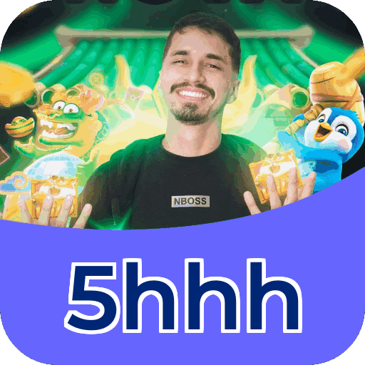 Interface do aplicativo 5hhh mostrando jogos disponíveis no iOS e Android